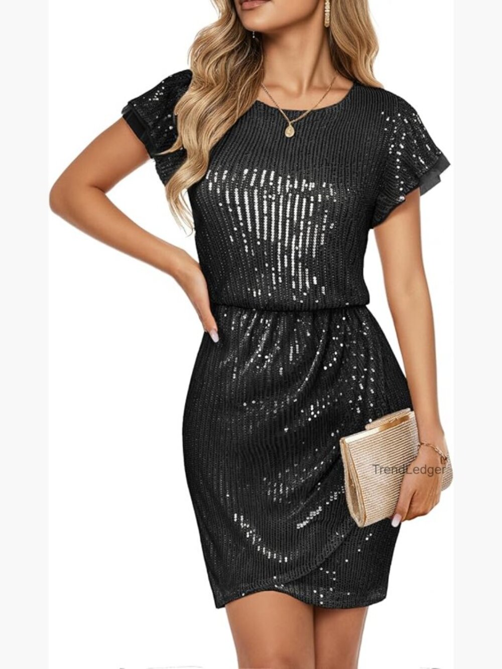 Sparkly Sequin Dress Cap Sleeve Party Cocktail Holiday Elegant Glitter Dress